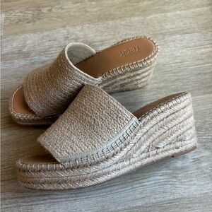 Woven platform Espadrille Wedge Sandal- Natural Beige